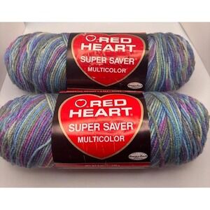 Red Heart Super Saver Yarn Monet E300 Yarn Color 0310 Dye Lot 9430~Lot of 2~NEW